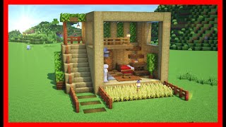 初心者必見！木造キューブハウスを建築！内装もオシャレに！作り方は簡単！【建築紹介・チュートリアル】サバイバルマイクラバニラゆっくり実況 1.19　Minecraft​　ソラクラ