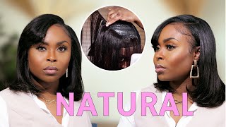On 4C NATURAL HAIR 😮 | QUICK WEAVE Straight Side Part 10” Bob W/Leave Out | Ft. Janet Collection