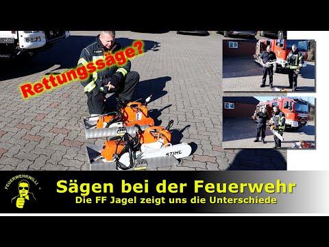 Rettungssäge? Normale Kettensäge? Die FF Jagel zeigt uns den Unterschied