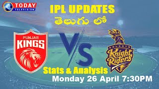 PBKS vs KKR (26-04-21) IPL Match Stats & Prediction||Today Television