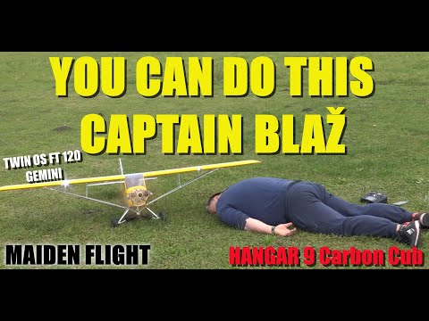 HANGAR 9 Carbon Cub 2280mm 90" & TWIN OS FT 120 Gemini glow engine MAIDEN FLIGHT