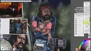 Cheech &amp; Chong Art - Pedro and Man at The Drive-Inn