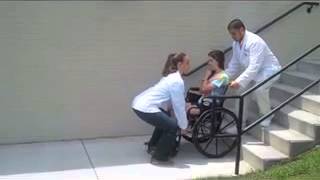 Ascending stairs with wheelchair