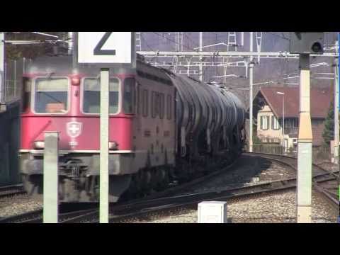 [HD] Kesselwagenzug in Turgi mit einer Re 6/6 am 12. März 2011