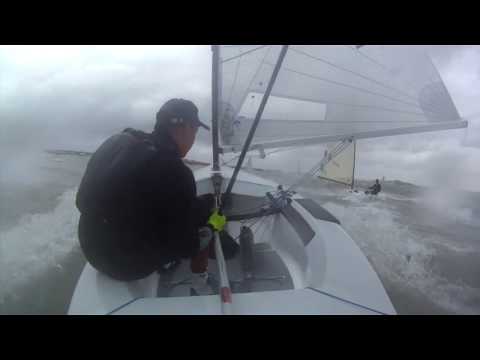 A wet ride for Ioannis Mitakis in the medal race at the 2018 Finn Europeans in Cadiz