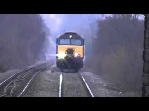 57315+57313 on the 1v41 Holyhead Cardiff Rugby special passing Tram inn 12.3.2011.MTS
