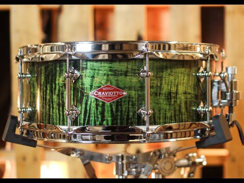 Craviotto 6x14 Private Reserve Curly Maple Ebonized Green Lacquer Snare Drum image 9