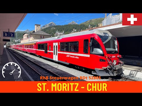 Cab ride St. Moritz - Chur / train drivers view along Switzerland’s Albula line in 4K (July 2022)