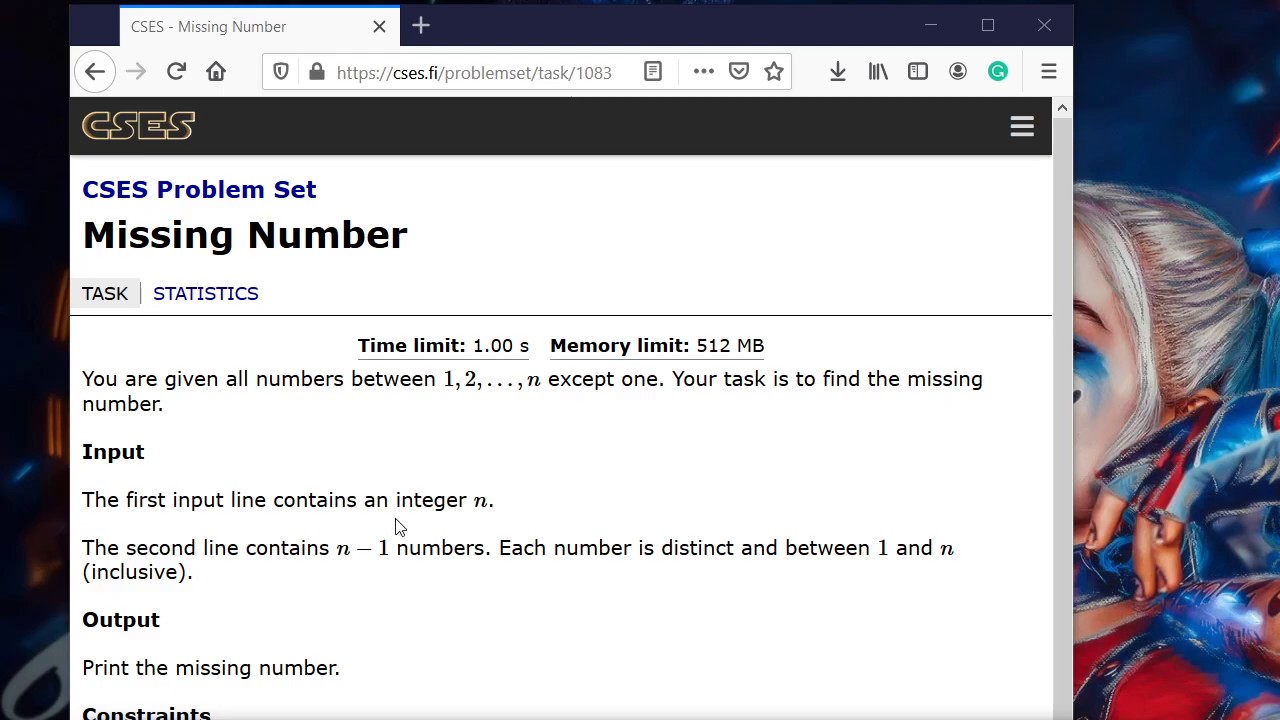 PYTHON Missing Number - CSES Introductory Problems #2