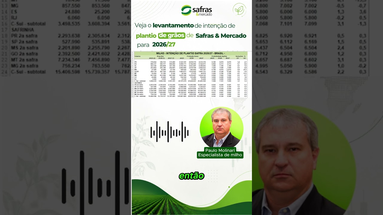 Paulo Molinari, especialista de milho de Safras & Mercado, apresenta os destaques do levantamento