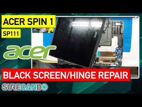 Acer Spin 1 SP111 Black screen, turns on. LCD removal & hinge repair. BTW this a POS.