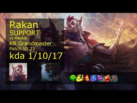 Rakan Support vs Maokai - KR Grandmaster 1/10/17 Patch 10.23 Gameplay // [롤] 라칸 vs 마오카이 서폿
