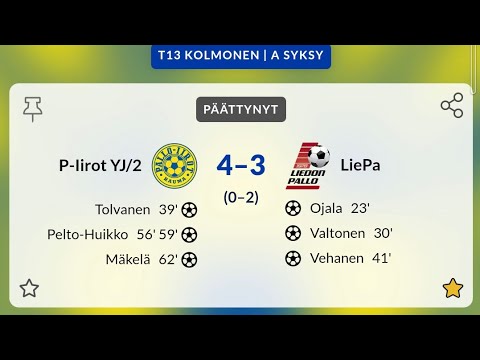 Pallo-Iirot yj2 - LiePa (T13 Kolmonen, 2.8.2022 Rauma)