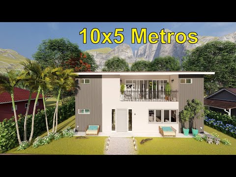 Plano de Casa de 10x5 metros - 2 Plantas y 3 Dormitorios