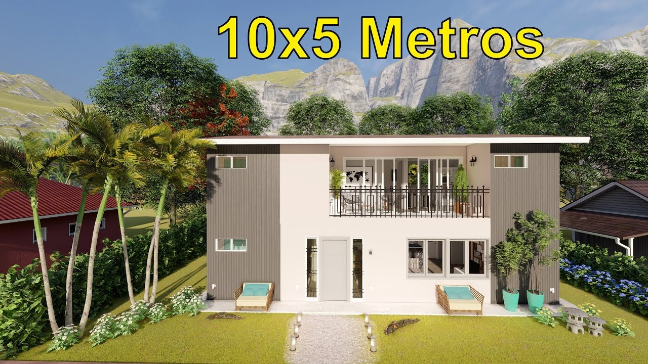 Plano de Casa de 10x5 metros - 2 Plantas y 3 Dormitorios