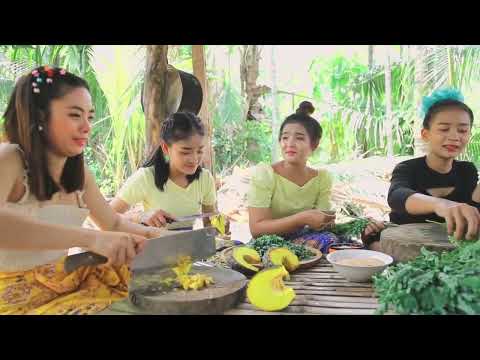 Amazing cooking palm tree soup with vegetable recipe in my village