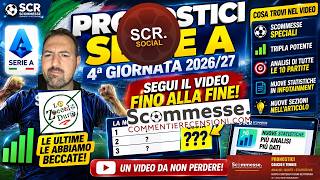 Pronostici Serie A 4ª Giornata 2026/27: Tripla 4.29, schedina 1X2 e Quote miglio