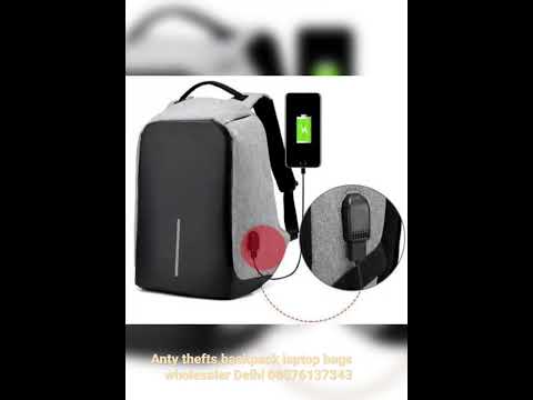Polyester black and grey anti theft laptop backpack bag, bag...