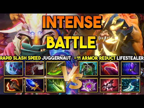 TRULY INTENSE BATTLE | Rapid Slash Speed Juggernaut Vs. Armor Destroyer Monster Lifesteal DotA 2