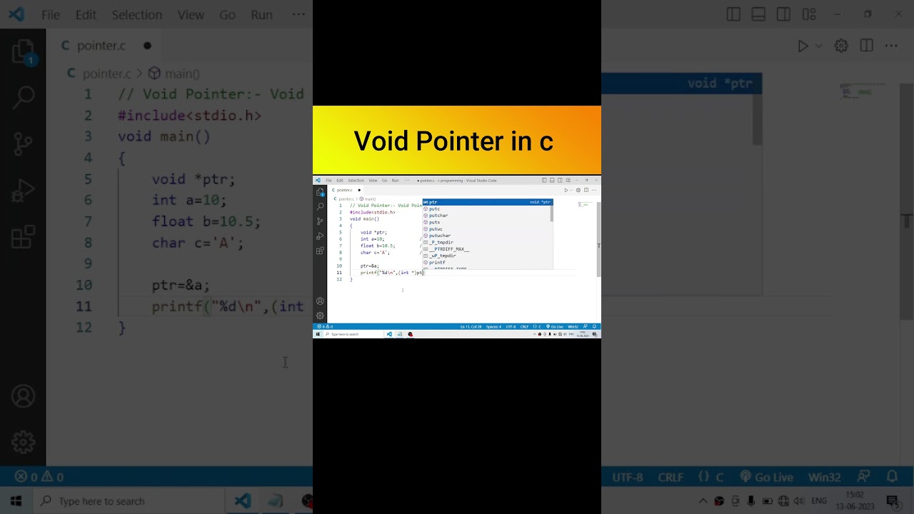 void pointer in c short | sameercoding
