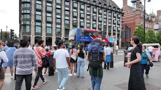 London Walking Tour | Westminster Bridge, Big Ben, Embankment | 4K HDR City Walk in June