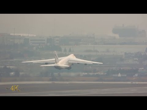 Antonov An-124 Ruslan strategic airlift cargo aircraft departing YYZ...