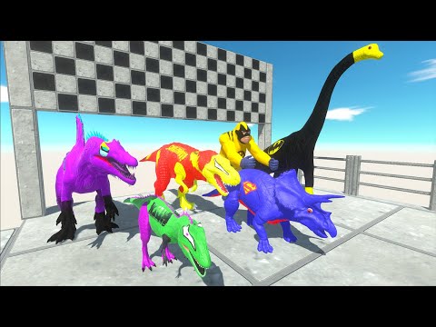 JUSTICE LEAGUE TEAM DINOSAURS MOUNTAIN HUNTING FOUND JURASSIC WORLD - DINOSAURS SPEED RACE CHAMPIONS