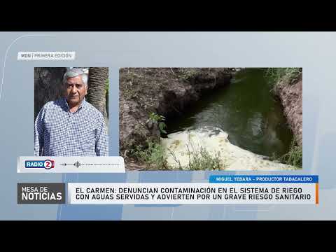 Denuncian el vuelco de aguas servidas en un canal de riego que une El Carmen y Perico