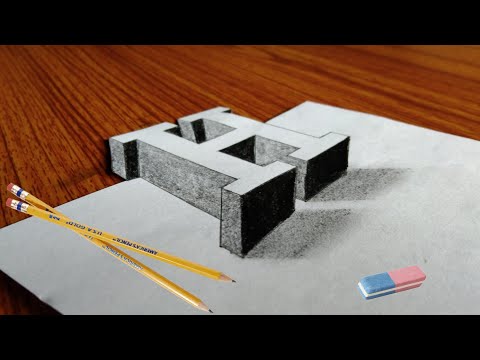 How to draw 3d letter h step by step for brginners…Easy 3d letter h drawing step by step…