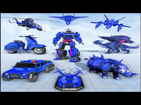 Rhino Robot Car Transform Game 2021: Police Car Robot Rhino Transformation - Android Gameplay