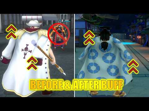 Before & After Buff Comparison of EX Whitebeard & Light Kozuki Oden in One Piece Bounty Rush OPBR