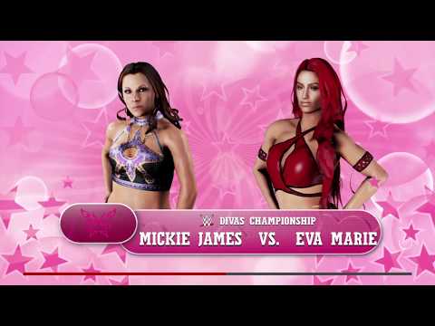 WWE 2K18 Eva Marie VS Mickie James 1 VS 1 Tables Match WWE Divas Title