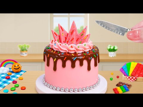 Chocolate Rose Cake 🍫🌸 Sweet, Soft and as Pretty as a Dream 🎉🍬 Mini Rainbow Cake