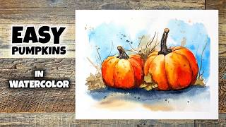 Watercolor for Beginners 🎃 Easy Pumpkin Painting Tutorial | Paint Along Step by Step
