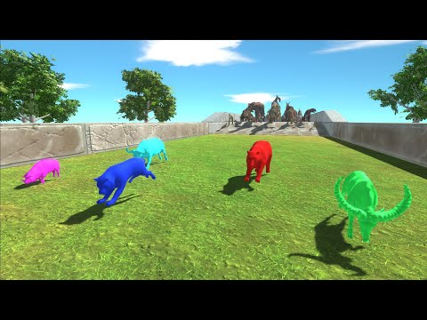 Race to eat 5 Fast Neon Mammals - Are they fast enough to survive? Animal Revolt Battle Simulator