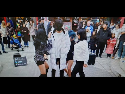 20191130. AI WEI⚘, LOVELY SCHOOLGIRLS. HYUNA 'RED' COVER. IMPROMPTU HILARIOUS BUSKING WITH ONLOOKER.