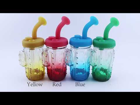 SILICLAB cactus glass water pipes with silicone mouthpiece 6 inches