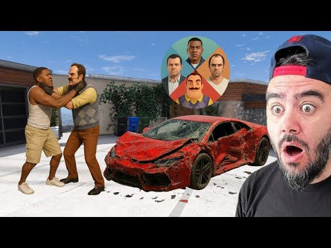 HELLO NEIGHBOR FRANKLININ ARABASINI PARÇALADI - GTA 5 MODS