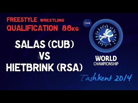 Qualification - Freestyle Wrestling 86 kg - R SALAS (CUB) vs A HIETBRINK (RSA) - Tashkent 2014