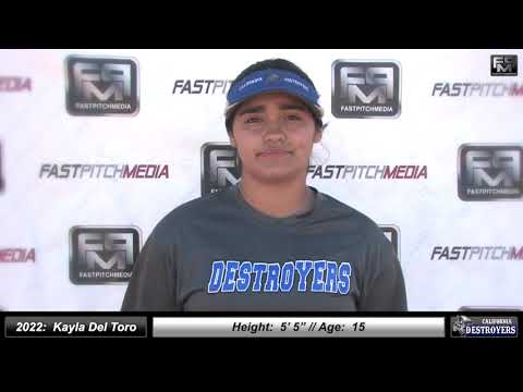 2022 Kayla Del Toro Middle Infield Softball Skills Video - California Destroyers