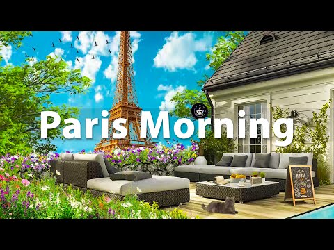 Paris Rooftop Coffee Shop Ambience with Relaxing Jazz Music for Work, Study, Fresh Summer