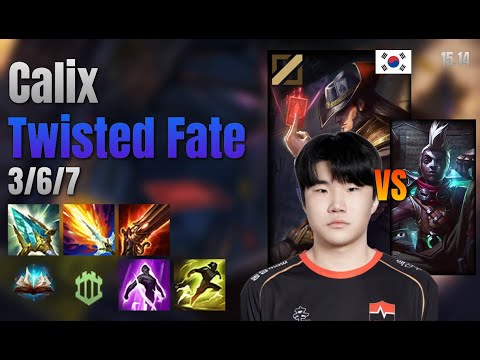 Calix Mid Twisted Fate vs Ekko lol KR solo rank Full Game 15.14 | 칼릭스 트위스티드 페이트 vs 에코