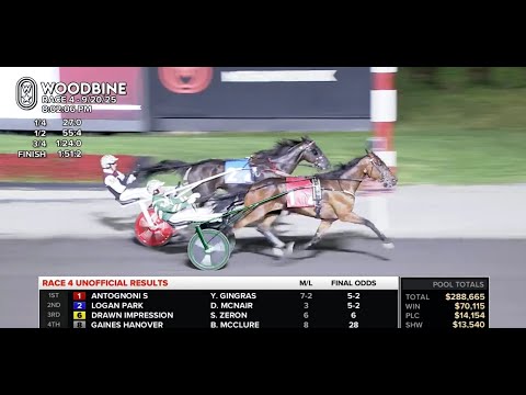5YO Antognoni & Yannick Gingras wins Free For All Trot (C$75,000) in 1.51,2 (1.09,2) at Mohawk Park.