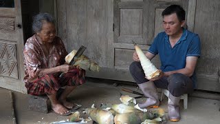 Cook noodles and bamboo shoots for breakfast with mom. Robert | Green forest life