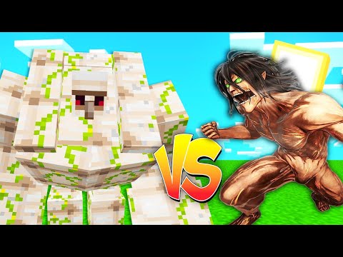 Super huge iron golem vs Attack titan in Minecraft