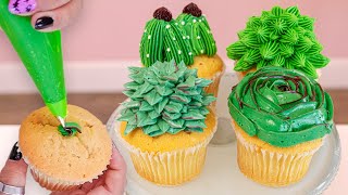 4 Unique Buttercream Icing Ideas | Cactus & Leaf Cupcake Designs