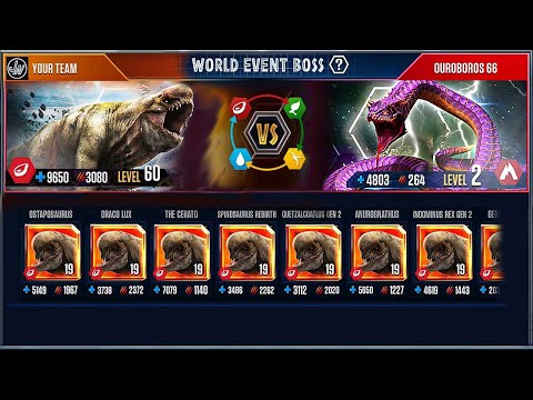 Distortus Rex vs Ouroboros 66 (Snake Boss) - SNAKE BOSS TOURNEAMENT | Jurassic World The Game