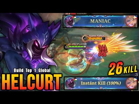 26 Kills + MANIAC!! Insane Damage Helcurt Deadly Jungler!! - Build Top 1 Global Helcurt ~ MLBB
