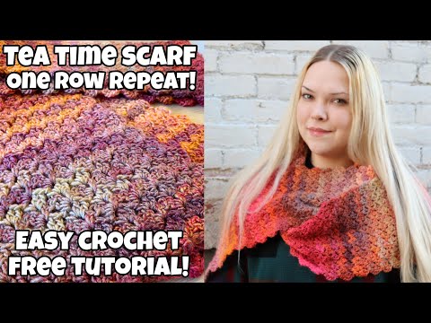 Easy CrochetTea Time Scarf Tutorial - One Row repeat - #hobbii