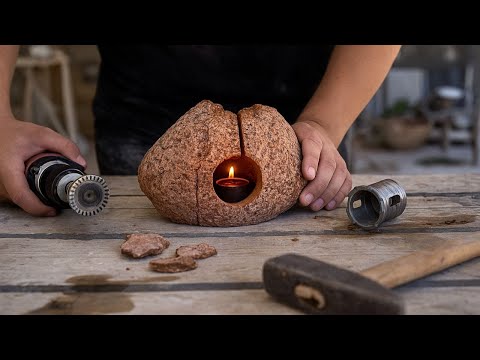 Wie ich mit einer Bohrmaschine und einem Winkelschleifer einen Kerzenhalter aus Stein hergestellt ha
